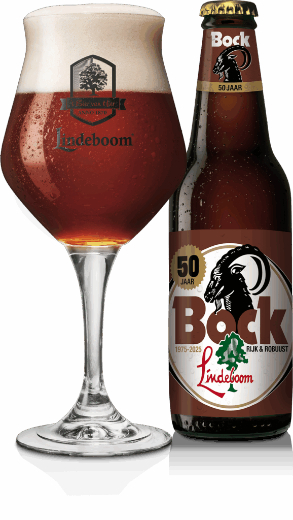Lindeboom Bock Jubileum 50 jaar fles en glas