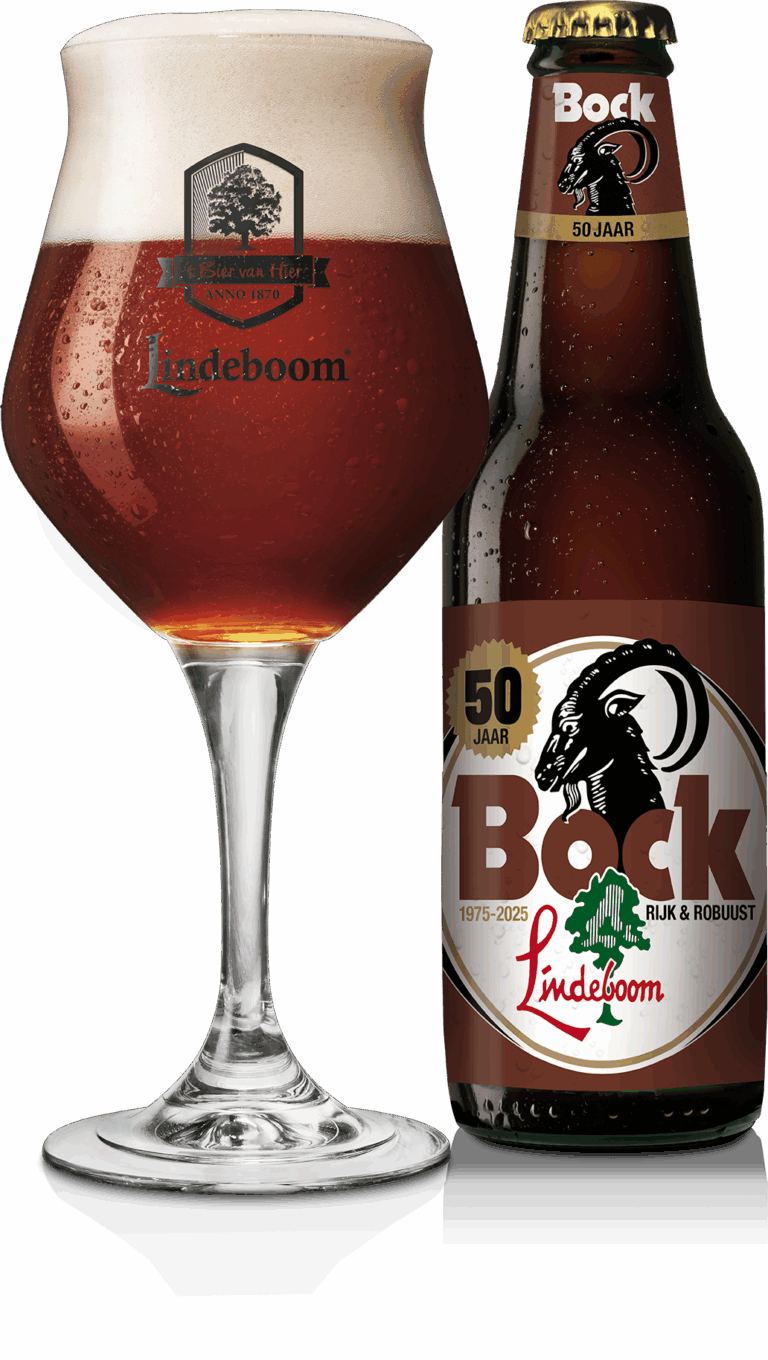 Lindeboom Bock Jubileum 50 jaar fles en glas