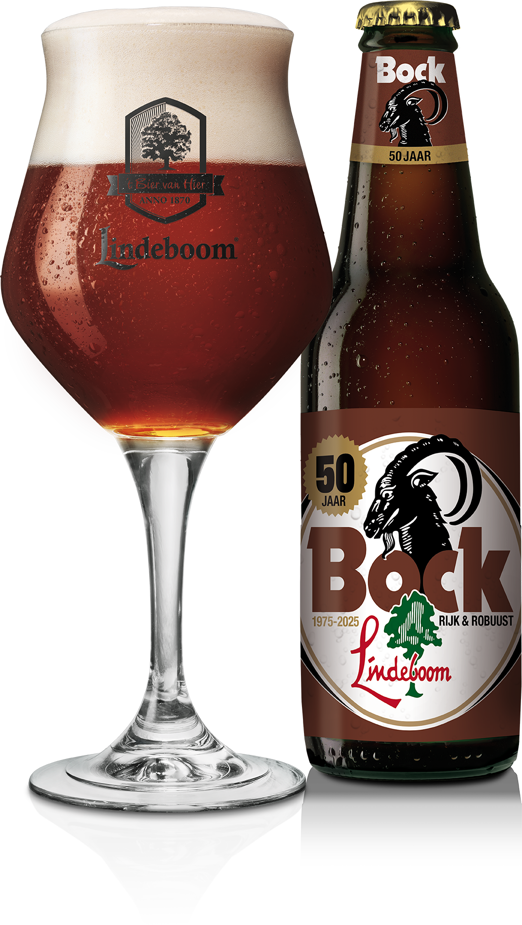 Lindeboom Bock Jubileum 50 jaar fles en glas